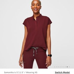 Figs burgundy XS scrubs set